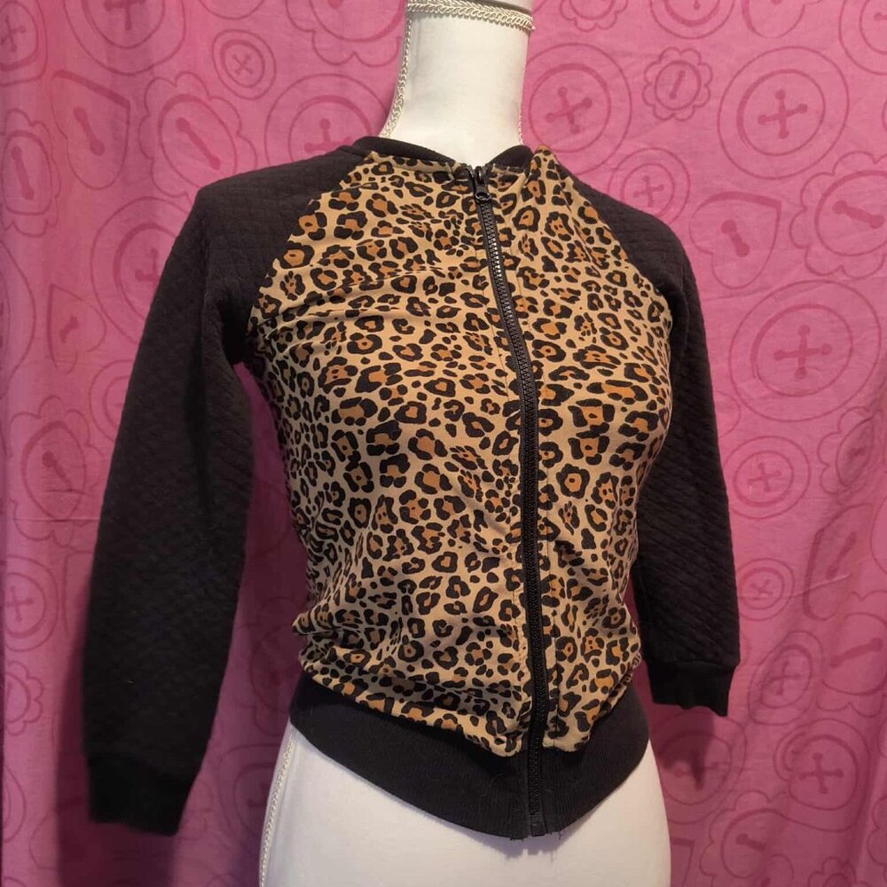 Y2K Kids Leopard Print Zip-Up Jacket